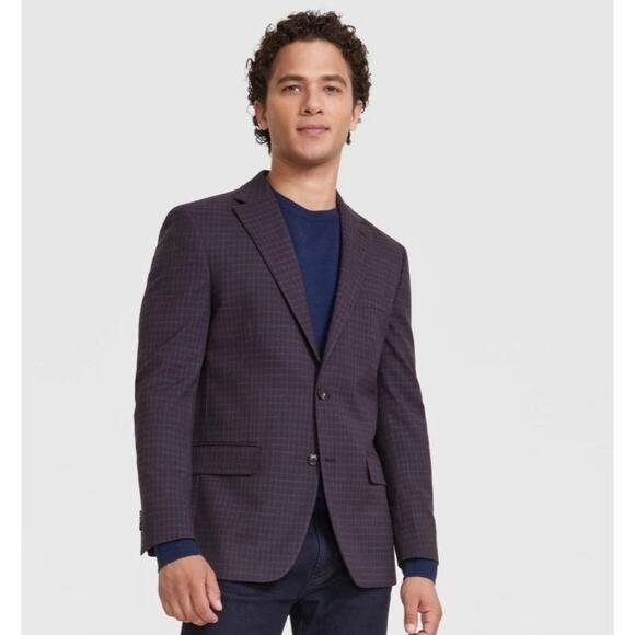 Tommy Hilfiger Men's Purple Check Conrad Modern-Fit Formal Suit Blazer Size 36R - Picture 1 of 5